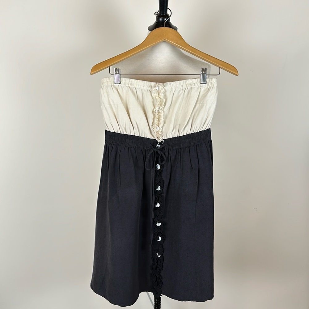 Lauren Moffatt strapless black and white dress, 10